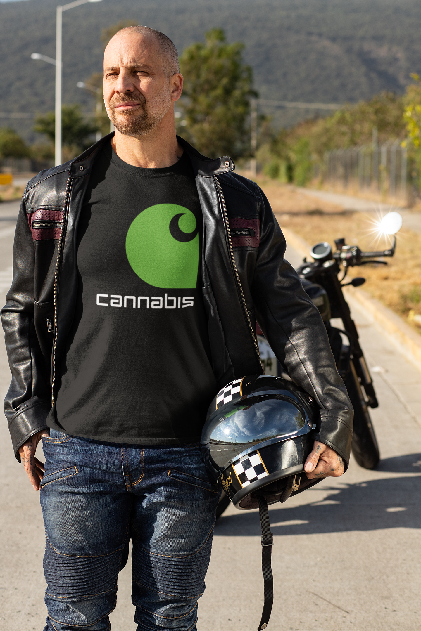Cannabis Workwear Logo Tee , Streetwear Style, Black Text Edition