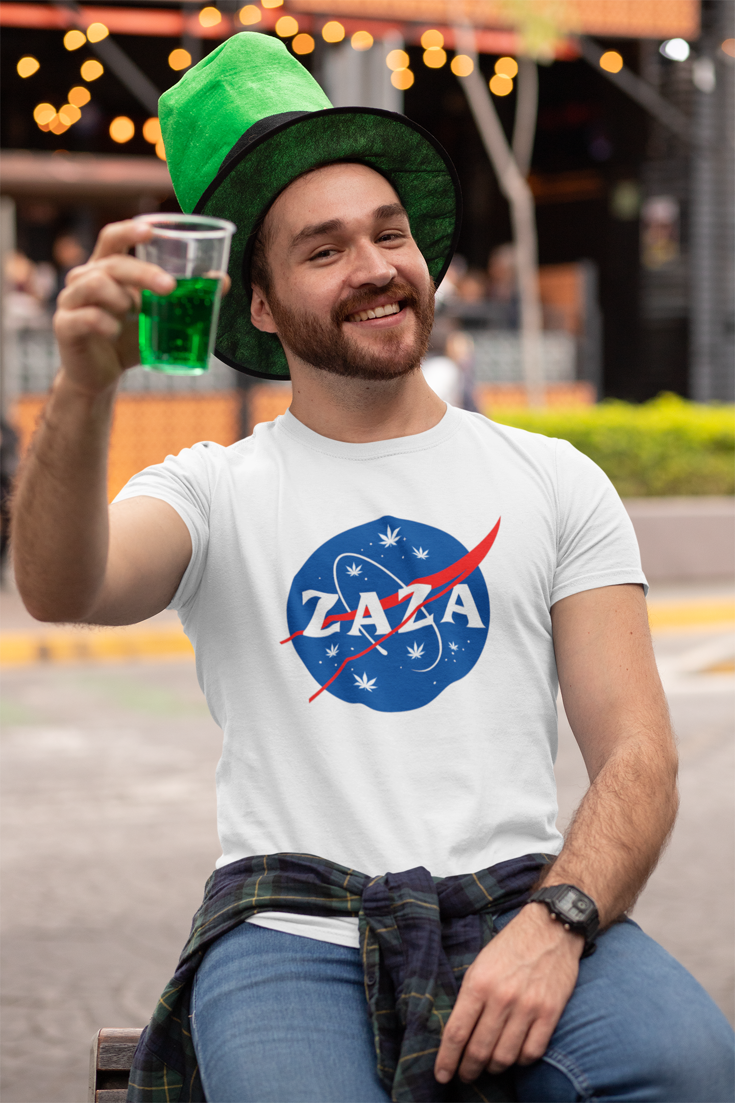 ZAZA NASA-Inspired Unisex Tee – Funny Space Graphic Shirt, Trendy Streetwear for Plant Lovers, Casual Gift for Weed Enthusiasts