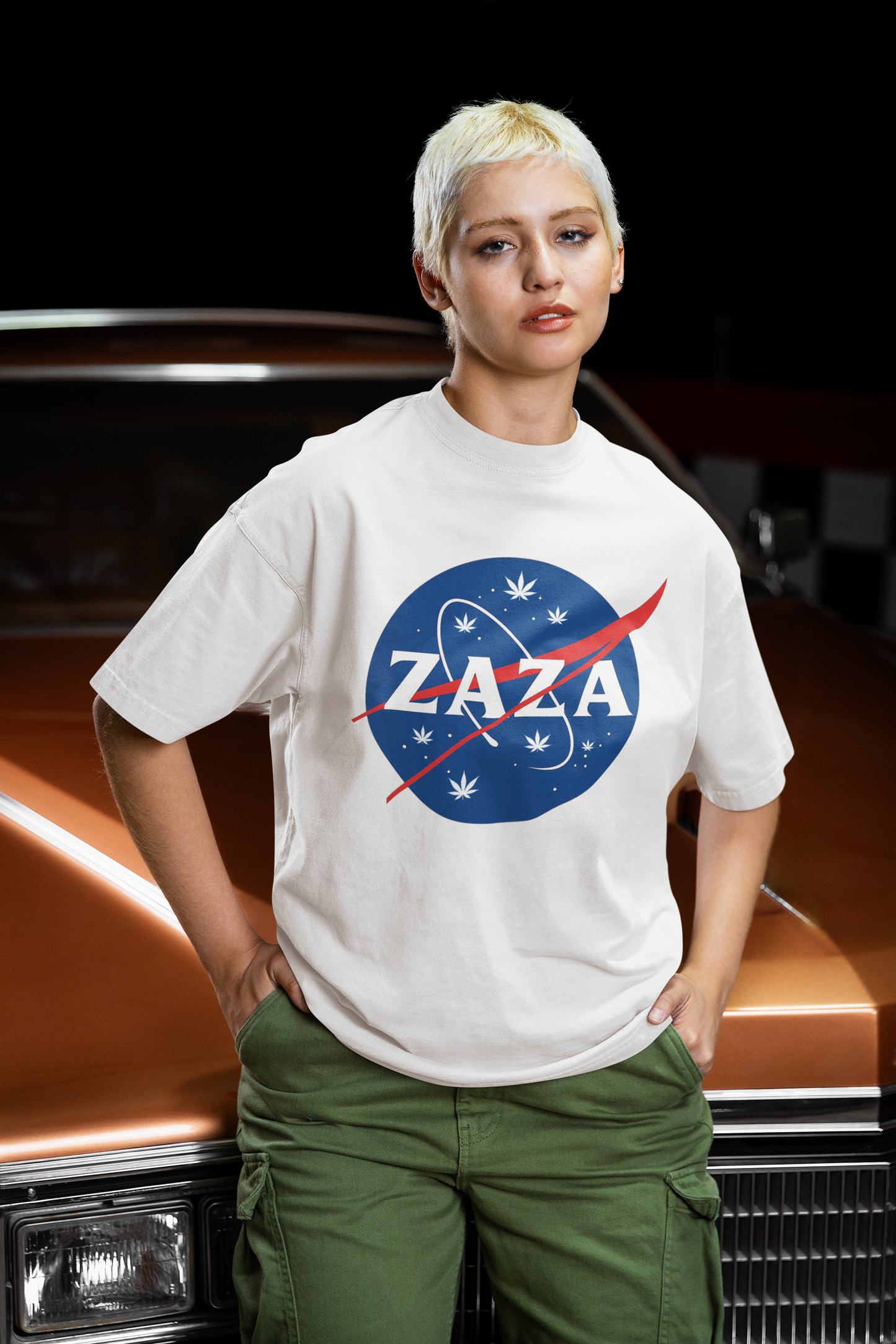 ZAZA NASA-Inspired Unisex Tee – Funny Space Graphic Shirt, Trendy Streetwear for Plant Lovers, Casual Gift for Weed Enthusiasts