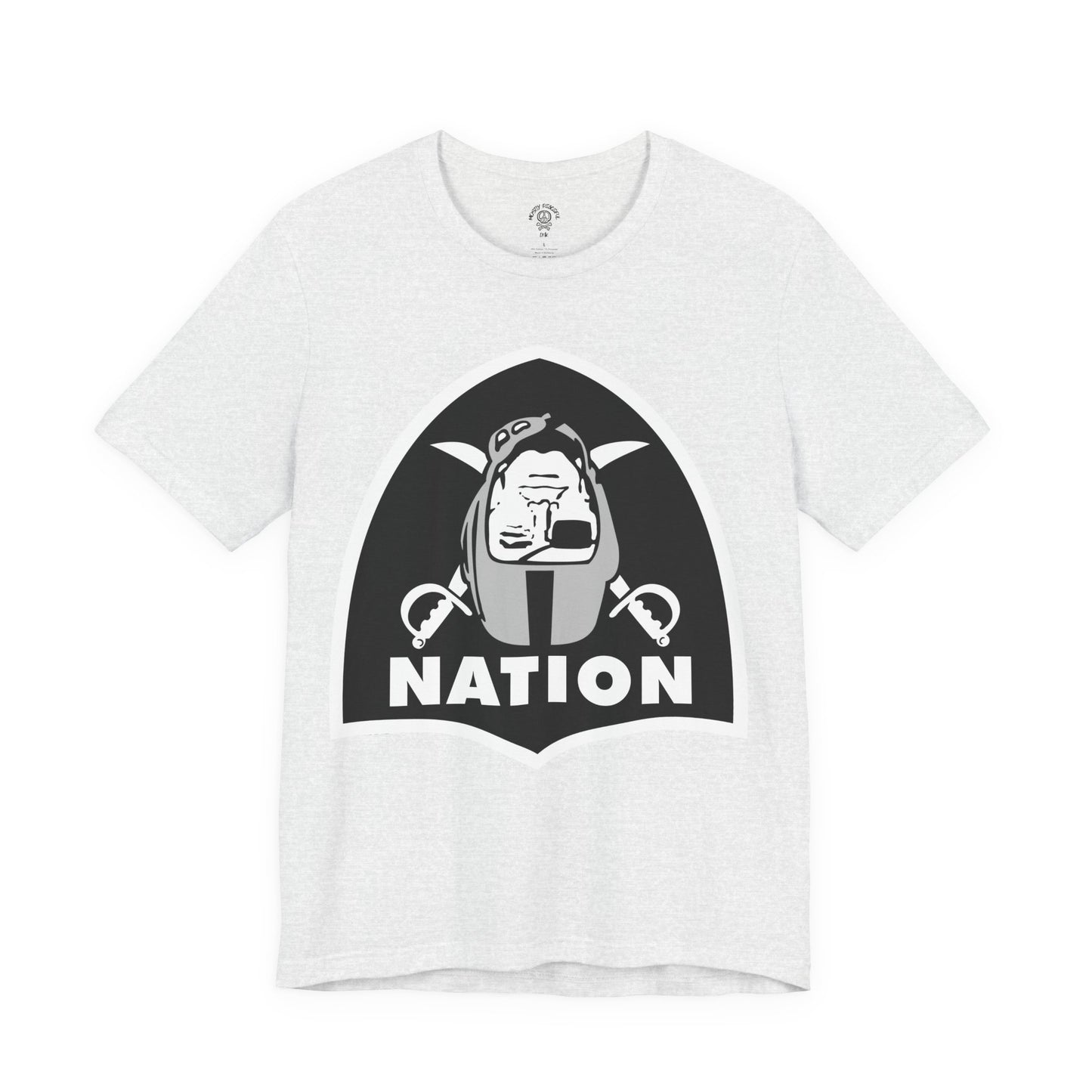 Silver & Black Nation Football Tee – Retro Shield Helmet Graphic – Unisex Game Day Shirt