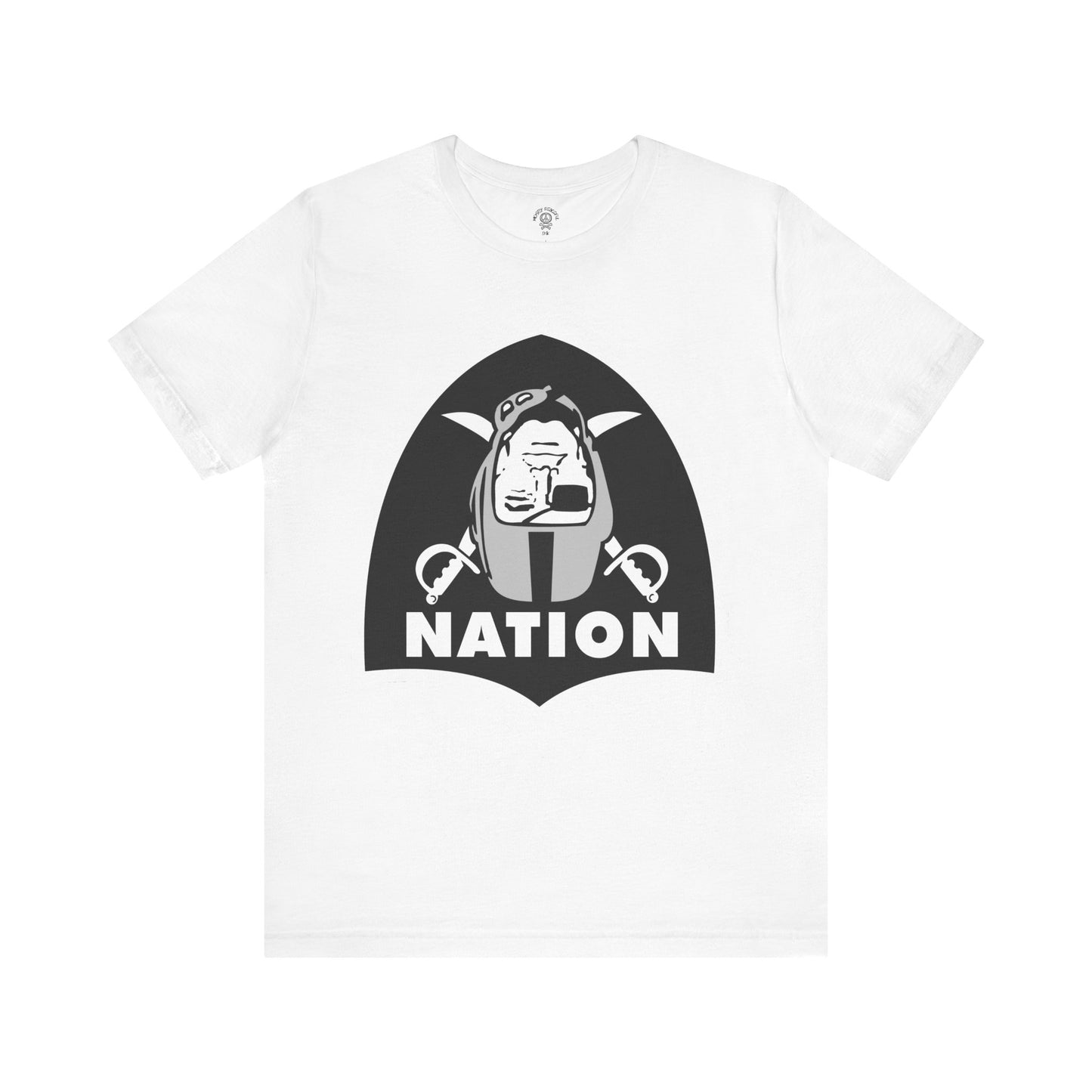 Silver & Black Nation Football Tee – Retro Shield Helmet Graphic – Unisex Game Day Shirt