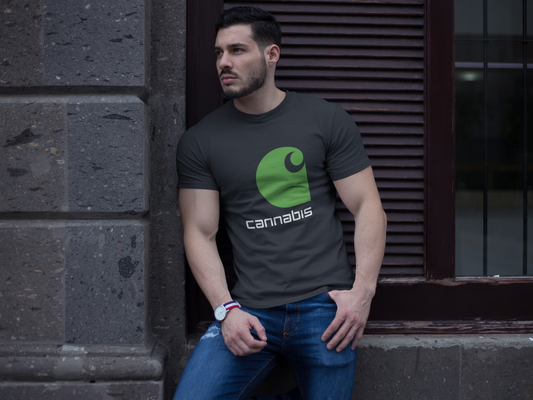 Cannabis Workwear Logo Tee , Streetwear Style, Black Text Edition