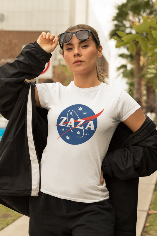 ZAZA NASA-Inspired Unisex Tee – Funny Space Graphic Shirt, Trendy Streetwear for Plant Lovers, Casual Gift for Weed Enthusiasts
