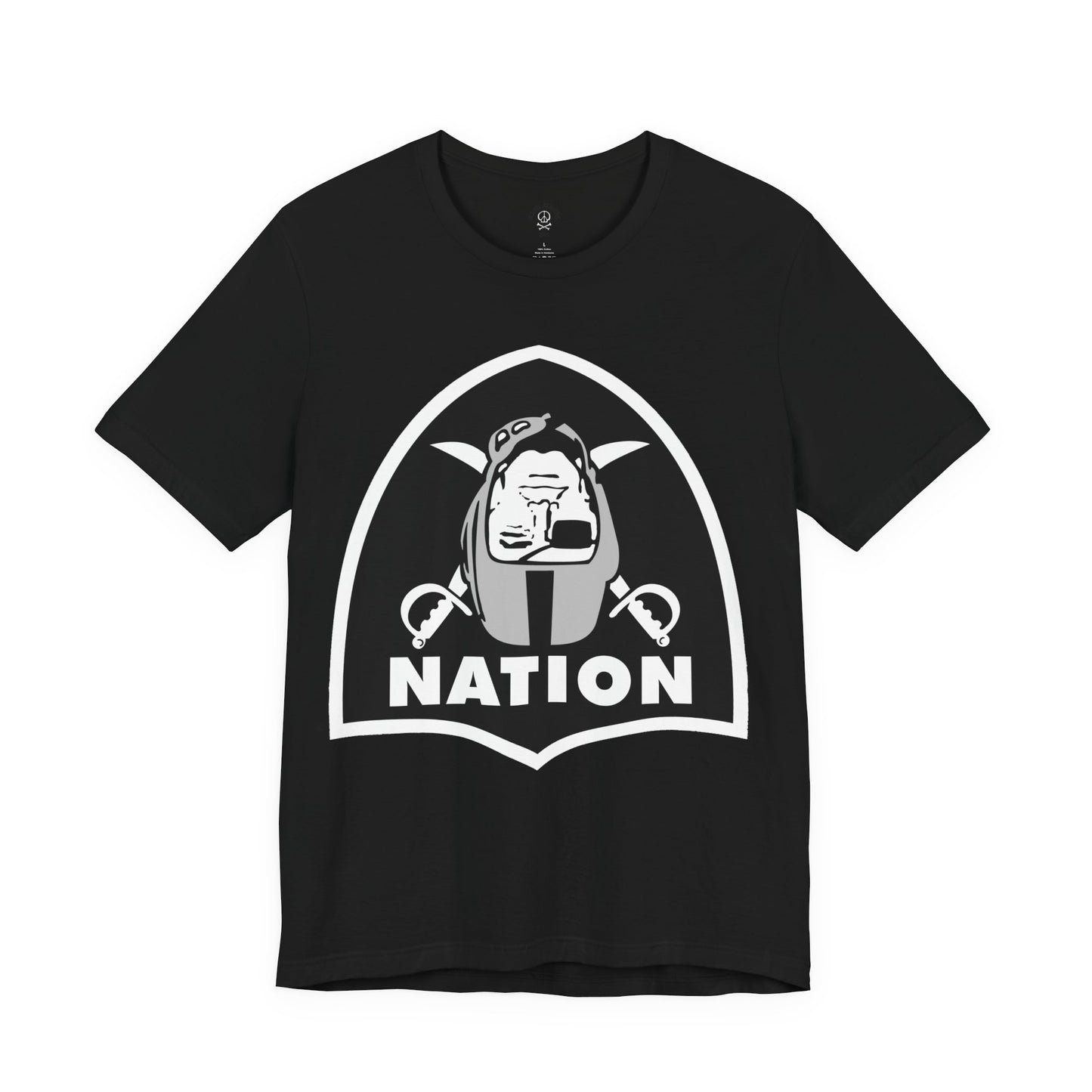 Silver & Black Nation Football Tee – Retro Shield Helmet Graphic – Unisex Game Day Shirt