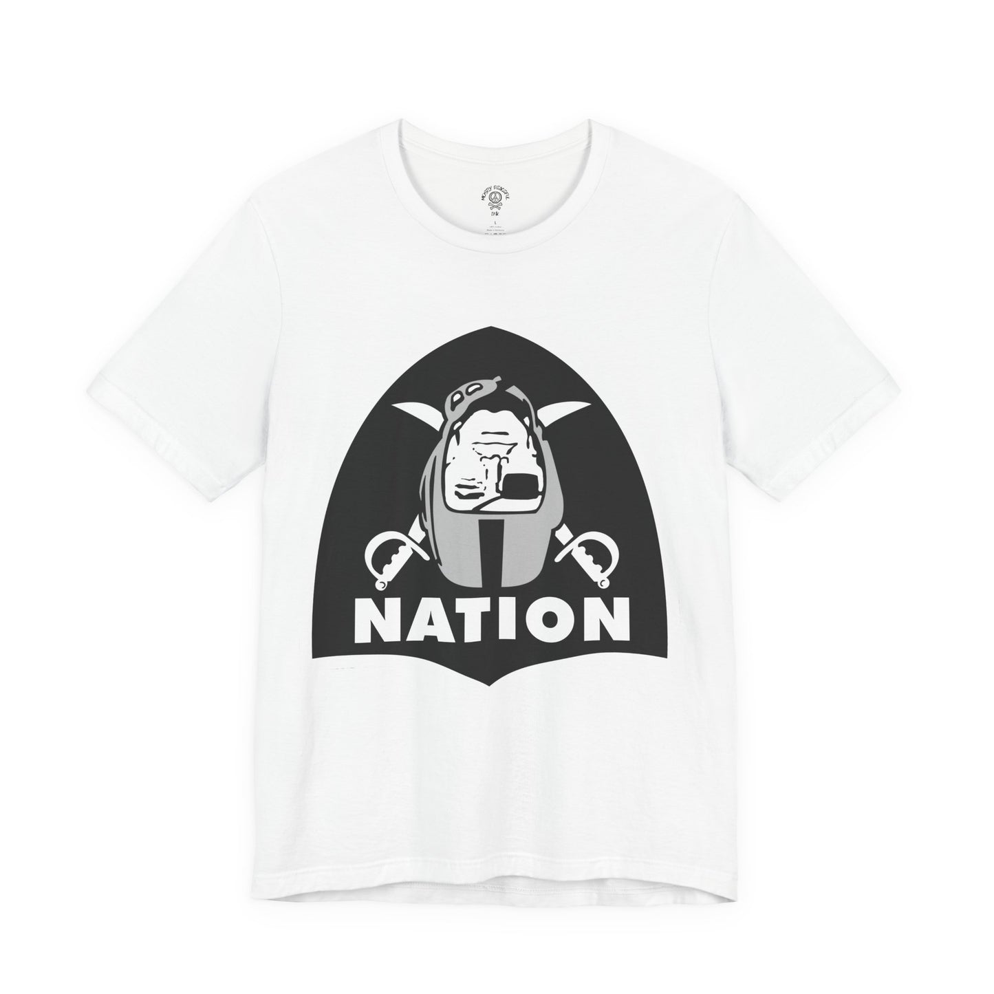 Silver & Black Nation Football Tee – Retro Shield Helmet Graphic – Unisex Game Day Shirt